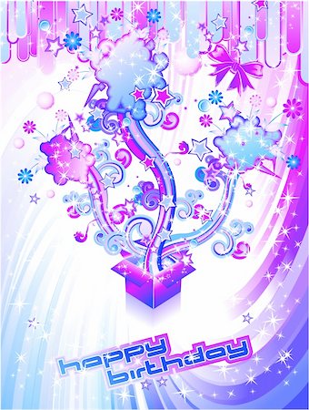 simsearch:400-09070151,k - Happy Birthday Colorful Background with Abstract Flower and Fantasy Elements Foto de stock - Super Valor sin royalties y Suscripción, Código: 400-04123249