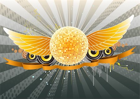 Vector illustration of shiny abstract party design with disco ball and ribbon Stock Photo - Budget Royalty-Free & Subscription, Code: 400-04123318