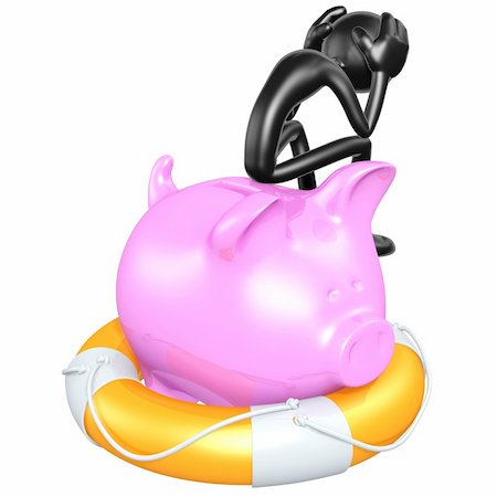 simsearch:640-02776279,k - Lifebuoy Piggy Bank Concept And Presentation Figure In 3D Fotografie stock - Microstock e Abbonamento, Codice: 400-04123539