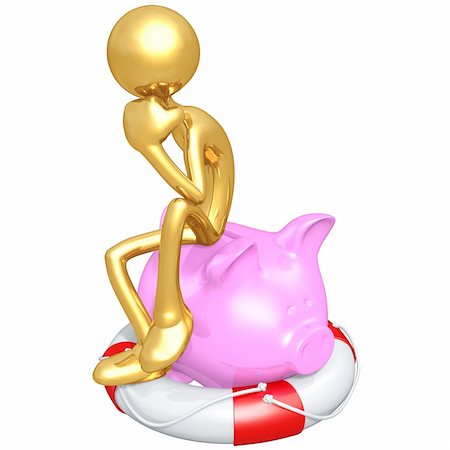 simsearch:640-02776279,k - Lifebuoy Piggy Bank Concept And Presentation Figure In 3D Fotografie stock - Microstock e Abbonamento, Codice: 400-04123530