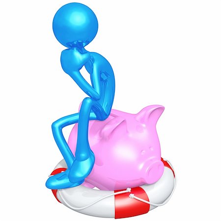 simsearch:640-02776279,k - Lifebuoy Piggy Bank Concept And Presentation Figure In 3D Fotografie stock - Microstock e Abbonamento, Codice: 400-04123531