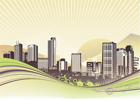 simsearch:400-04621268,k - Vector illustration of Big City.  Urban background with abstract composition of dots and curved lines. Stock Photo - Budget Royalty-Free & Subscription, Code: 400-04123763