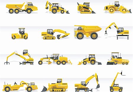 Set of detailed tractors and excavators Stock Photo - Budget Royalty-Free & Subscription, Code: 400-04123786