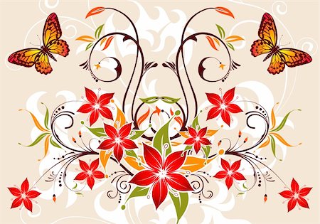 simsearch:400-04689213,k - Floral background with butterfly, element for design, vector illustration Stock Photo - Budget Royalty-Free & Subscription, Code: 400-04123783