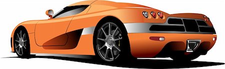 simsearch:400-05263050,k - Voiture de sport orange sur la route. Illustration vectorielle Photographie de stock - Aubaine LD & Abonnement, Code: 400-04123953