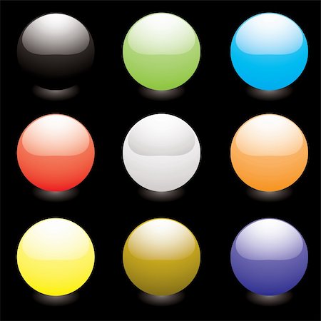Collection of nine colorful marbles with light reflection Stock Photo - Budget Royalty-Free & Subscription, Code: 400-04123988