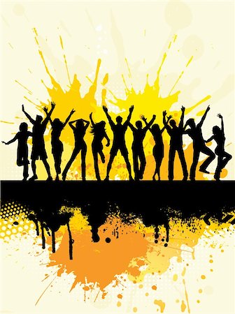 simsearch:400-04349797,k - Silhouettes of people dancing on grunge background Stock Photo - Budget Royalty-Free & Subscription, Code: 400-04123993