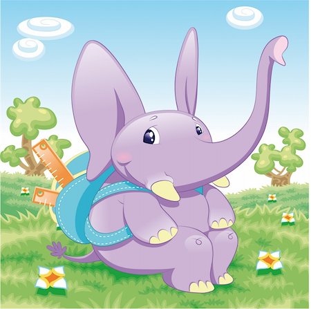 fat kid at school - Baby Elephant - cartoon and vector illustration Stock Photo - Budget Royalty-Free & Subscription, Code: 400-04134038