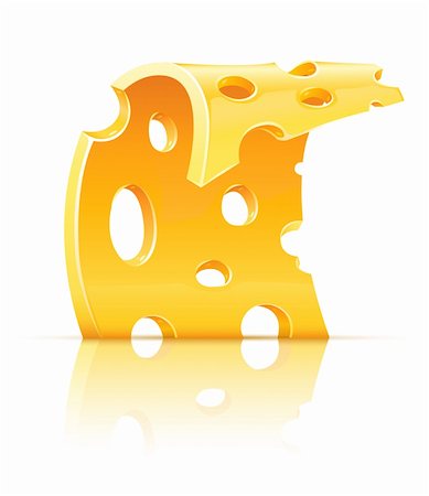 parmesan cheese pieces isolated - slice of yellow porous cheese food with holes - vector illustration Stock Photo - Budget Royalty-Free & Subscription, Code: 400-04134085