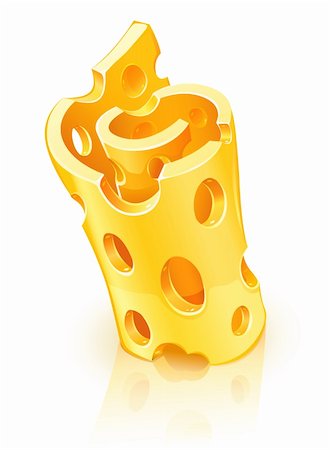 parmesan cheese pieces isolated - twisted slice of yellow porous cheese food with holes - vector illustration Stock Photo - Budget Royalty-Free & Subscription, Code: 400-04134086