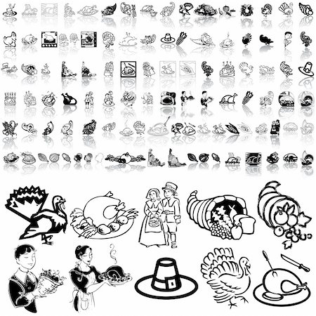 Thanksgiving set of black sketch. Part 2. Isolated groups and layers. Stock Photo - Budget Royalty-Free & Subscription, Code: 400-04134099