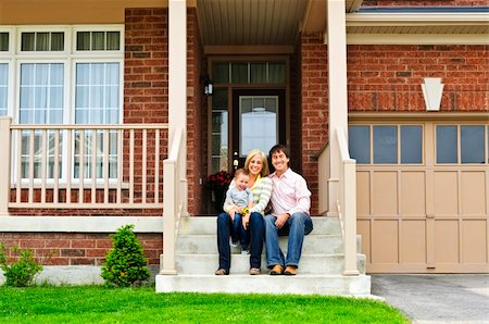 pictures people sitting front steps house - Young family sitting on front steps of house Stock Photo - Budget Royalty-Free & Subscription, Code: 400-04134224