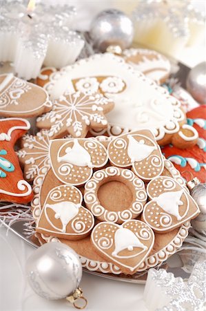 simsearch:400-04051271,k - Detail of delicious Christmas gingerbread Foto de stock - Royalty-Free Super Valor e Assinatura, Número: 400-04134488