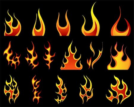 Set of different fire patterns for design use Stock Photo - Budget Royalty-Free & Subscription, Code: 400-04134674