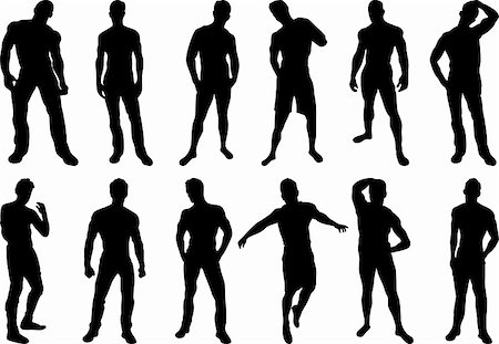 Set of 12 sexy men silhouettes on white background Stock Photo - Budget Royalty-Free & Subscription, Code: 400-04135049