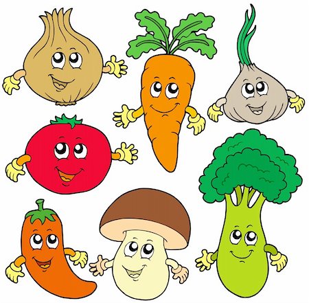 simsearch:400-04907025,k - Collection de légumes cute cartoon - vector illustration. Photographie de stock - Aubaine LD & Abonnement, Code: 400-04135119