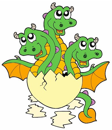 simsearch:400-04344966,k - Little three headed dragon in egg - vector illustration. Stock Photo - Budget Royalty-Free & Subscription, Code: 400-04135129