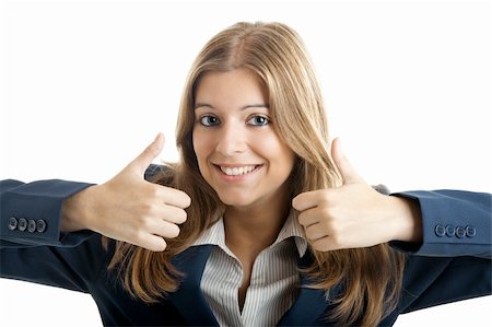 simsearch:400-06769983,k - Portrait of a beautiful young business woman with thumbs up celebrating success Foto de stock - Royalty-Free Super Valor e Assinatura, Número: 400-04135274