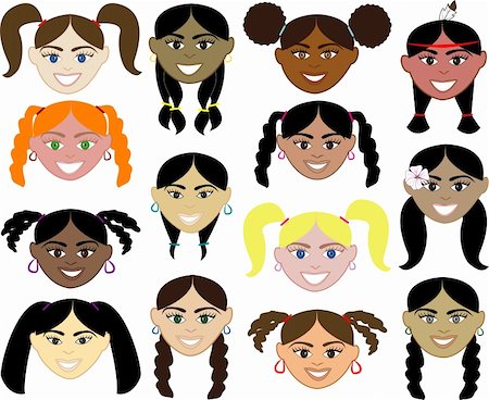 14 Girls Faces 2. Also with colorful background or plain and with men, women, children and boys. Stock Photo - Budget Royalty-Free & Subscription, Code: 400-04135338