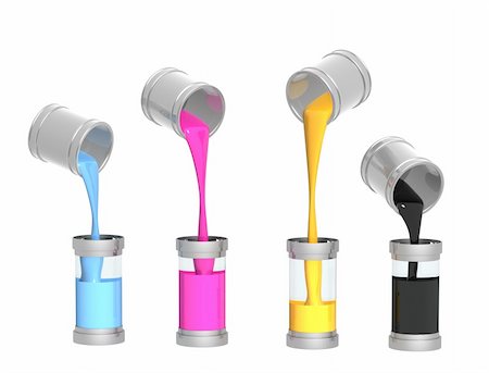 falling paint bucket - Image conceptuelle - une palette CMJN. Objets over white Photographie de stock - Aubaine LD & Abonnement, Code: 400-04135669