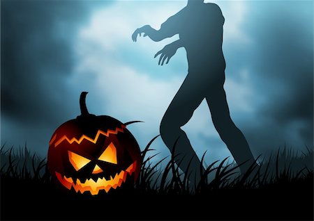 spooky field - A Halloween pumpkin head with a zombie trying to reclaim it as it's head! Stock Photo - Budget Royalty-Free & Subscription, Code: 400-04135703