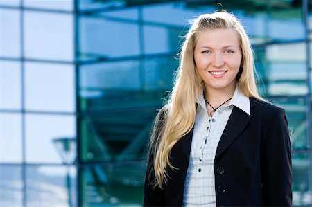 fashion corporate color - Beautiful blonde girl as business woman in front of office building Stock Photo - Budget Royalty-Free & Subscription, Code: 400-04135883