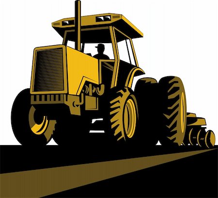 driver tractor - Illustration of a vintage tractor with farmer driving isolated on white Stock Photo - Budget Royalty-Free & Subscription, Code: 400-04136045