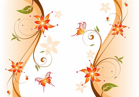 simsearch:400-04136291,k - Flower background with butterfly, element for design, vector illustration Foto de stock - Super Valor sin royalties y Suscripción, Código: 400-04136274