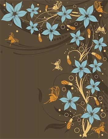 simsearch:400-04687893,k - Floral frame with butterfly, vector illustration Stock Photo - Budget Royalty-Free & Subscription, Code: 400-04136270