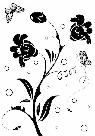 simsearch:400-04136291,k - Floral Ornament with butterfly, element for design, vector illustration Foto de stock - Super Valor sin royalties y Suscripción, Código: 400-04136286