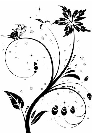simsearch:400-04136291,k - Floral Ornament with butterfly, element for design, vector illustration Foto de stock - Super Valor sin royalties y Suscripción, Código: 400-04136287