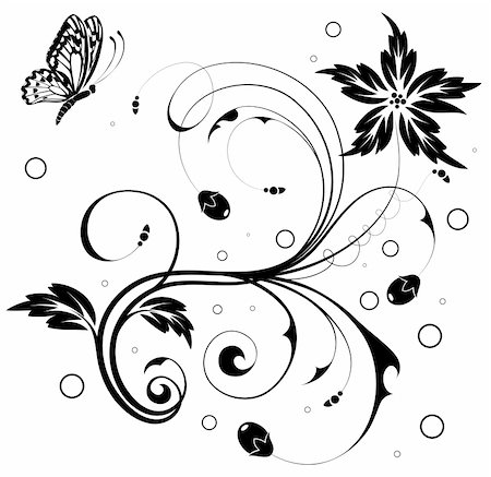 simsearch:400-04725012,k - Floral Ornament with butterfly, element for design, vector illustration Stock Photo - Budget Royalty-Free & Subscription, Code: 400-04136280