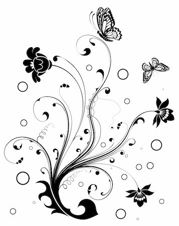 simsearch:400-04136291,k - Floral Ornament with butterfly, element for design, vector illustration Foto de stock - Super Valor sin royalties y Suscripción, Código: 400-04136283