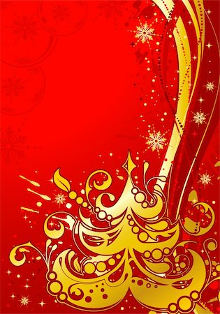 simsearch:400-05374108,k - Christmas background with tree and wave pattern, element for design, vector illustration Stock Photo - Budget Royalty-Free & Subscription, Code: 400-04136299