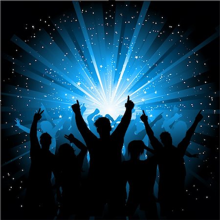 simsearch:400-04349797,k - Silhouettes of people dancing on starburst background Stock Photo - Budget Royalty-Free & Subscription, Code: 400-04136533