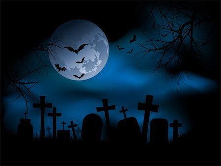 spooky night sky - Spooky graveyard at night Stock Photo - Budget Royalty-Free & Subscription, Code: 400-04136559