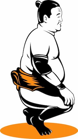 sumo wrestler - Illustration of a Sumo wrestler in fighting stance Stock Photo - Budget Royalty-Free & Subscription, Code: 400-04136591