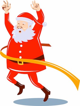 illustration of Santa Claus running crossing the finish line Stock Photo - Budget Royalty-Free & Subscription, Code: 400-04136605