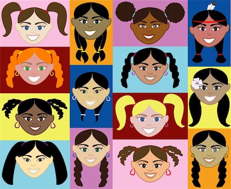 simsearch:400-04349663,k - 14 Girls Faces 2. Also with colorful background or plain and with men, women, children and boys. Stock Photo - Budget Royalty-Free & Subscription, Code: 400-04136757