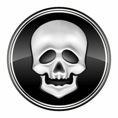 skeleton head as devil - human skul icon on the black circle - vector illustration Stock Photo - Budget Royalty-Free & Subscription, Code: 400-04136762