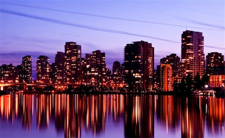 small town downtown canada - vancouver skyline and water, during twilight Stock Photo - Budget Royalty-Free & Subscription, Code: 400-04136867