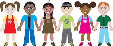 simsearch:400-04349663,k - Vector of Six Kids from around the world holding hands in unity. Diversity Fully editable. Stock Photo - Budget Royalty-Free & Subscription, Code: 400-04136881