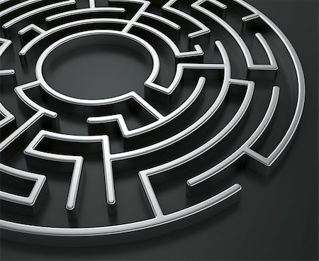 3d rendering of a circular maze on a dark background Stock Photo - Budget Royalty-Free & Subscription, Code: 400-04137350