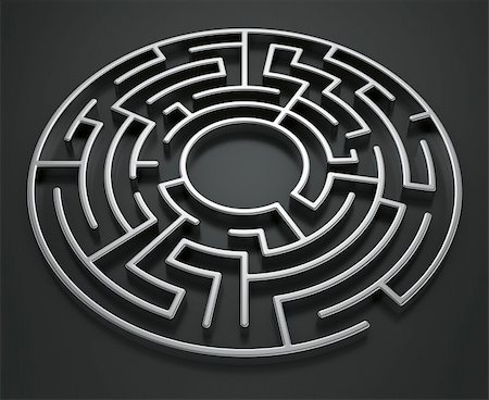 3d rendering of a circular maze on a dark background Stock Photo - Budget Royalty-Free & Subscription, Code: 400-04137351