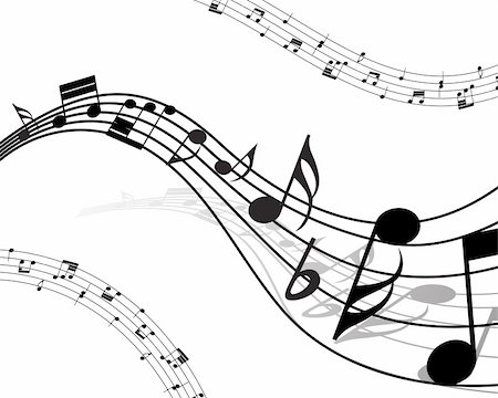 flowing musical notes illustration - Vector musical notes staff background for design use Stock Photo - Budget Royalty-Free & Subscription, Code: 400-04137531