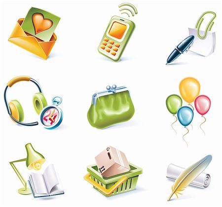 simsearch:400-04145625,k - Set of highly detailed cartoon icons Stock Photo - Budget Royalty-Free & Subscription, Code: 400-04137807