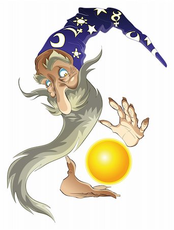 Magicien avec sa sphère. Personnages de dessin animé et le vecteur Photographie de stock - Aubaine LD & Abonnement, Code: 400-04137838