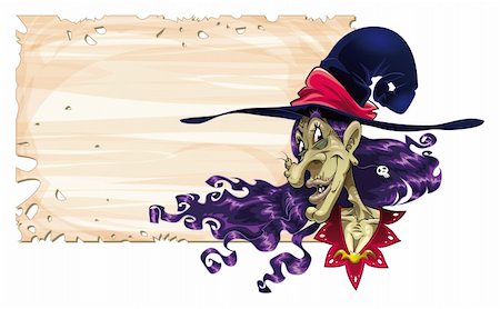 Funny witch with paper. Cartoon and vector character Stock Photo - Budget Royalty-Free & Subscription, Code: 400-04137848