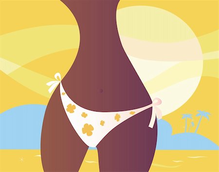 Exotic girl on the beach. Vector Illustration. Stock Photo - Budget Royalty-Free & Subscription, Code: 400-04137978