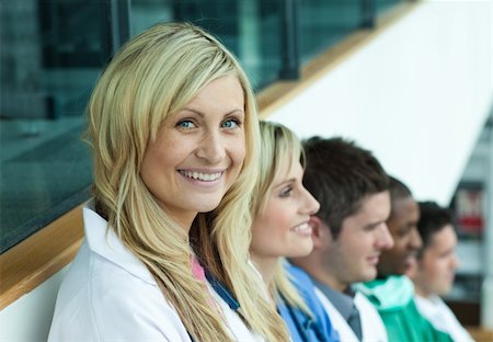 doctor patient laughing not kids - Group of doctors  in a hospital office and smiling Stock Photo - Budget Royalty-Free & Subscription, Code: 400-04138345